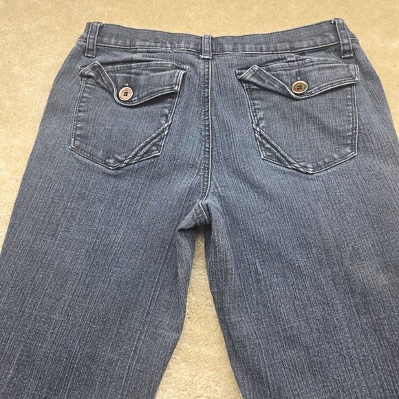 Mixit Women Dark Wash Flare Jeans Size 10 Stretch Wide Leg Trouser Denim - Picture 7 of 10